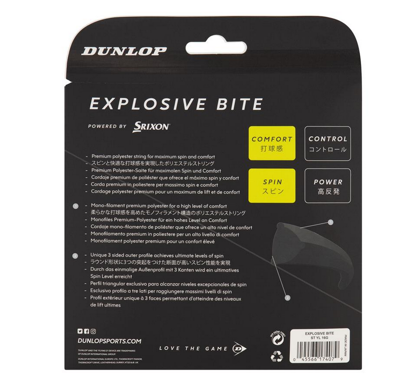 Tennissaite - Dunlop - EXPLOSIVE BITE 16G/1,32 mm YL D 12M SET