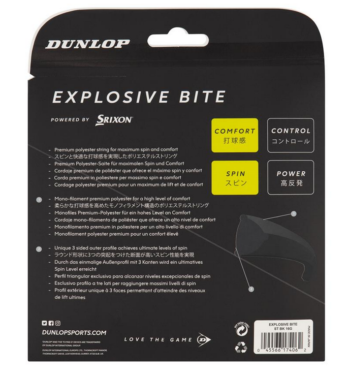 Tennissaite - Dunlop - EXPLOSIVE Spin 17G/1,27 mm BK D 12M SET
