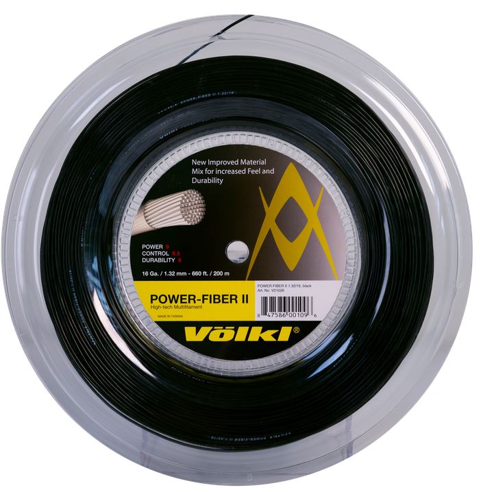 Tennissaite - Völkl - POWER FIBER II - Schwarz - 200 m