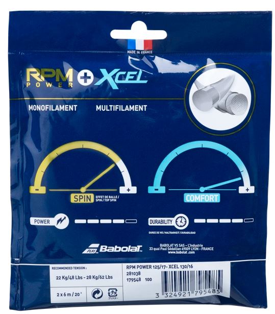 Tennissaite - Babolat - Hybrid RPM POWER 125 + XCEL 130