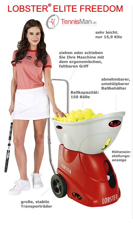 Ballwurfmaschine - Ballmaschine Lobster "Elite Liberty" mit Fernbedienung, Batterie und Ladegerät