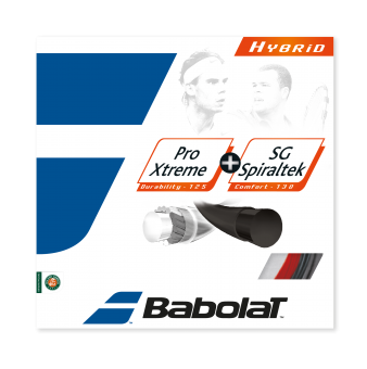 Tennissaite - Babolat Hybrid - Pro Xtreme 1,25 mm + SG Spiraltek 1,30 mm - 12m
