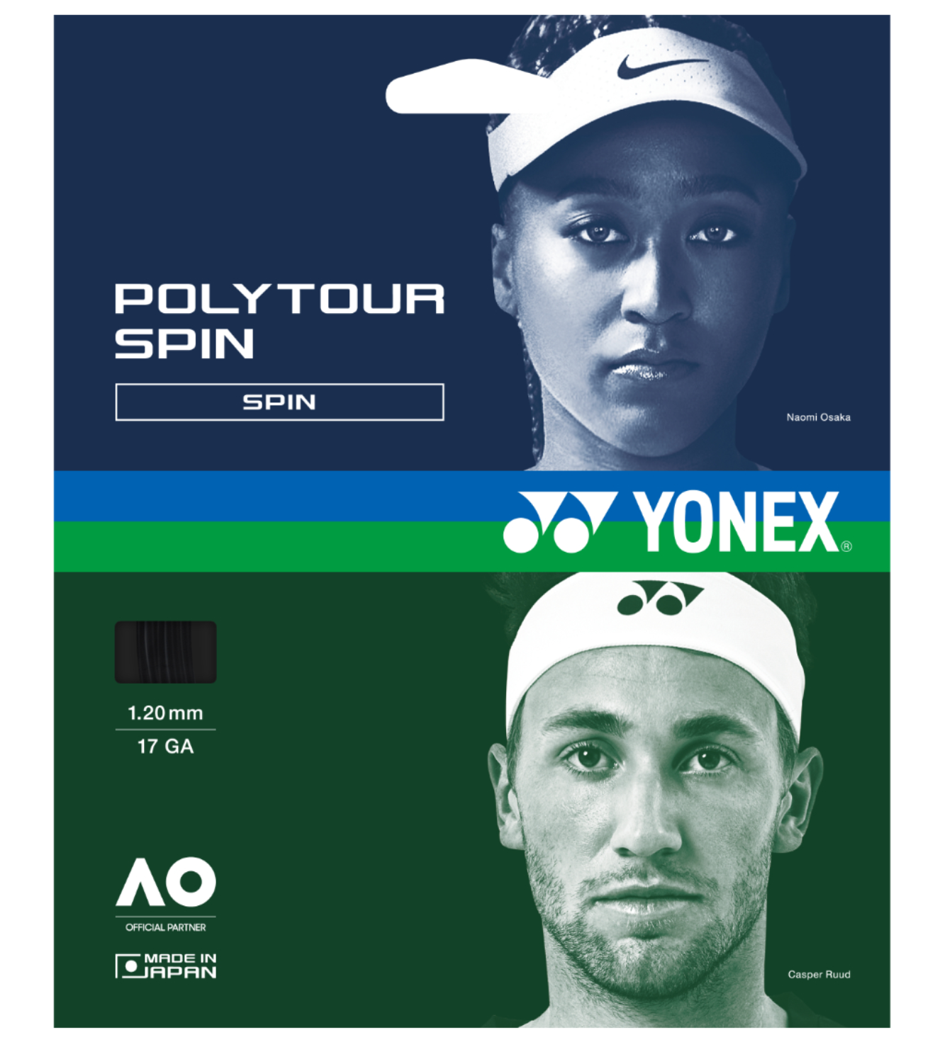 Tennissaite - Yonex Poly Tour Spin - 12m - 1,20 mm