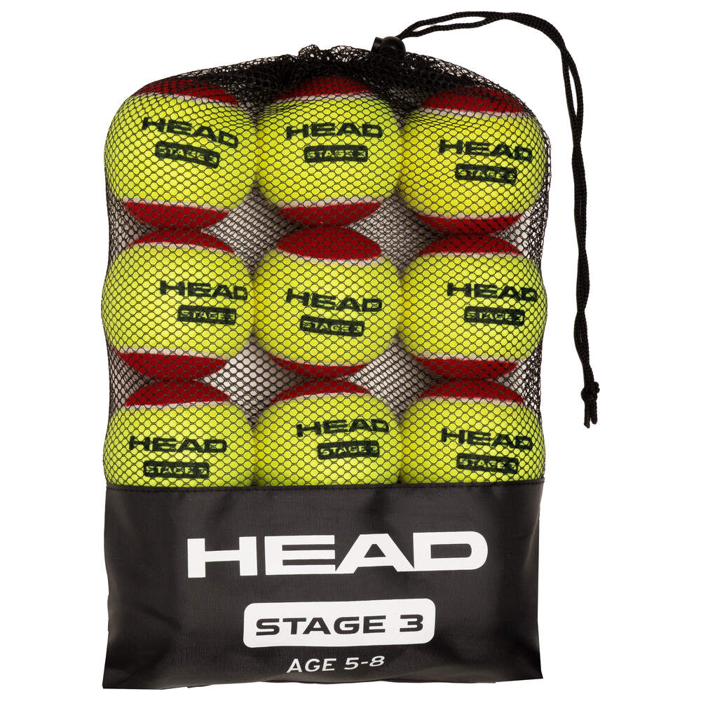 Tennisbälle - 12B Head Stage 3 - Red - Mesh Bag - 4 DZ
