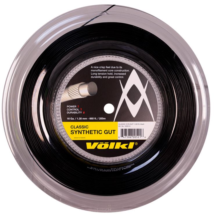 Tennissaite - Völkl - Classic Synthetic Gut - Schwarz - 200 m