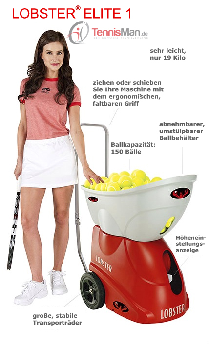 Ballwurfmaschine - Ballmaschine Lobster ELITE 1 mit Fernbedienung, Batterie und Ladegerät