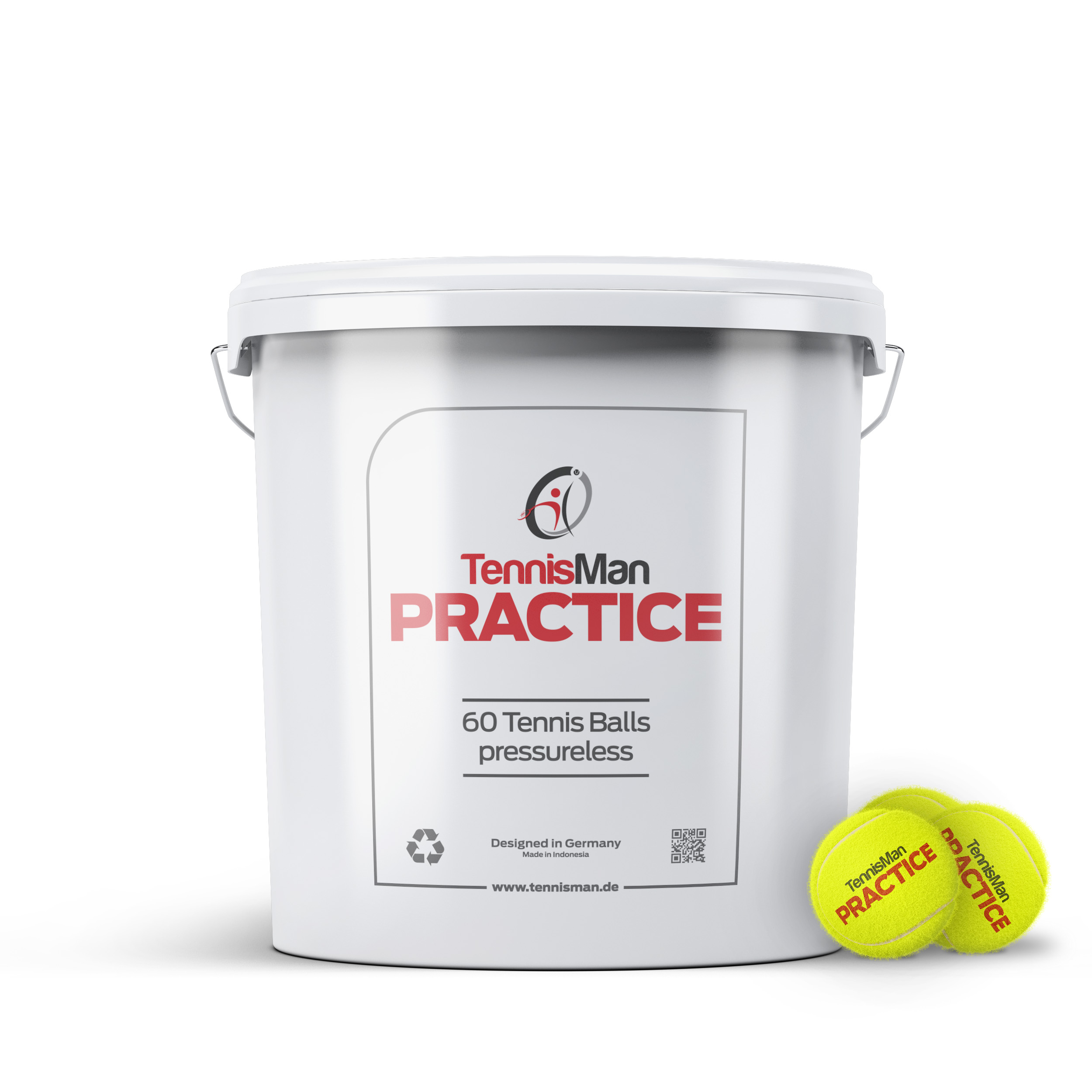 Tennisbälle - TENNISMAN PRACTICE - 60 Bälle im Eimer