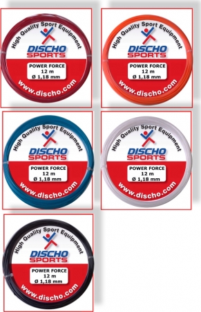 Tennissaite - DISCHO - Power Force - 12 m - 1,27 mm - weiss