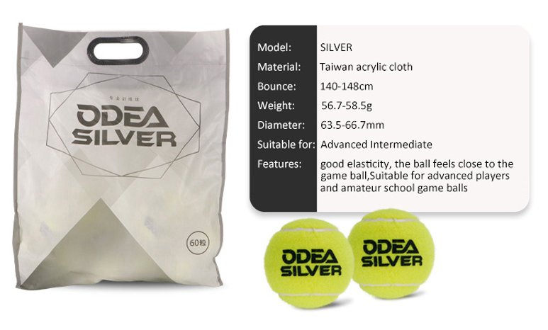 Tennisbälle - Odea SILVER - 60 Bälle im Polybeutel