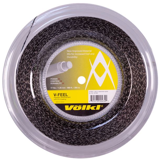 Tennissaite - Völkl - V-FEEL Schwarz/Silber - 200 m