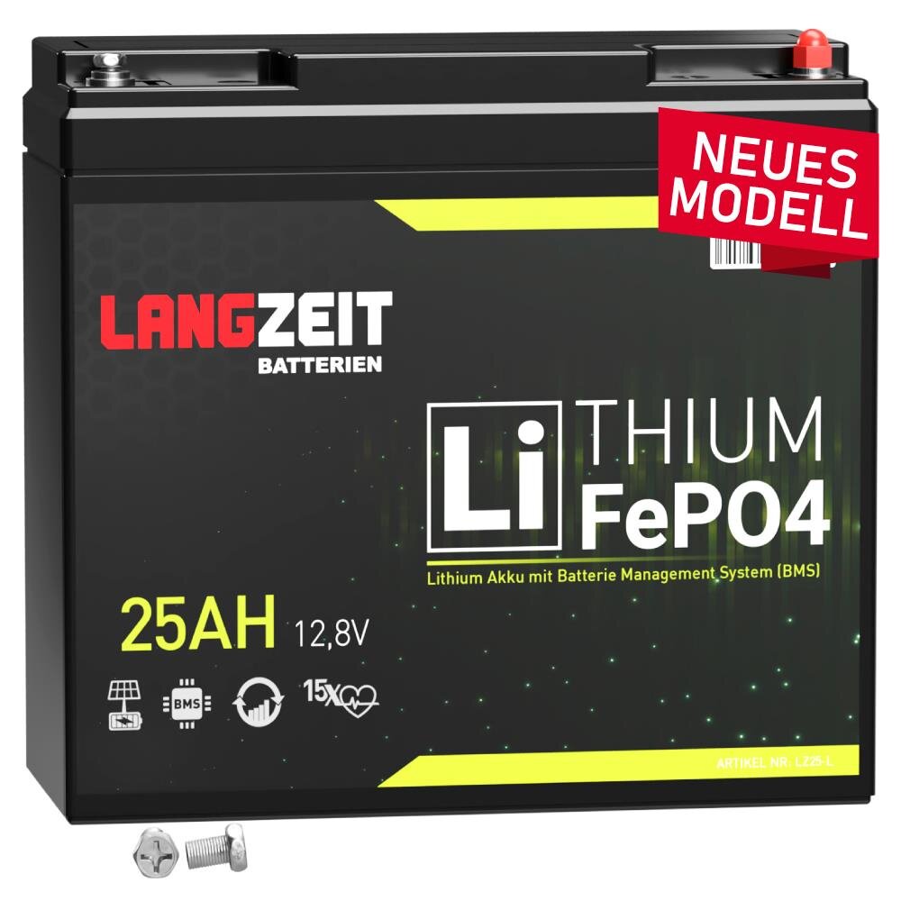 Langzeit LiFePo4 Batterie 25Ah 12V Lithium Batterie