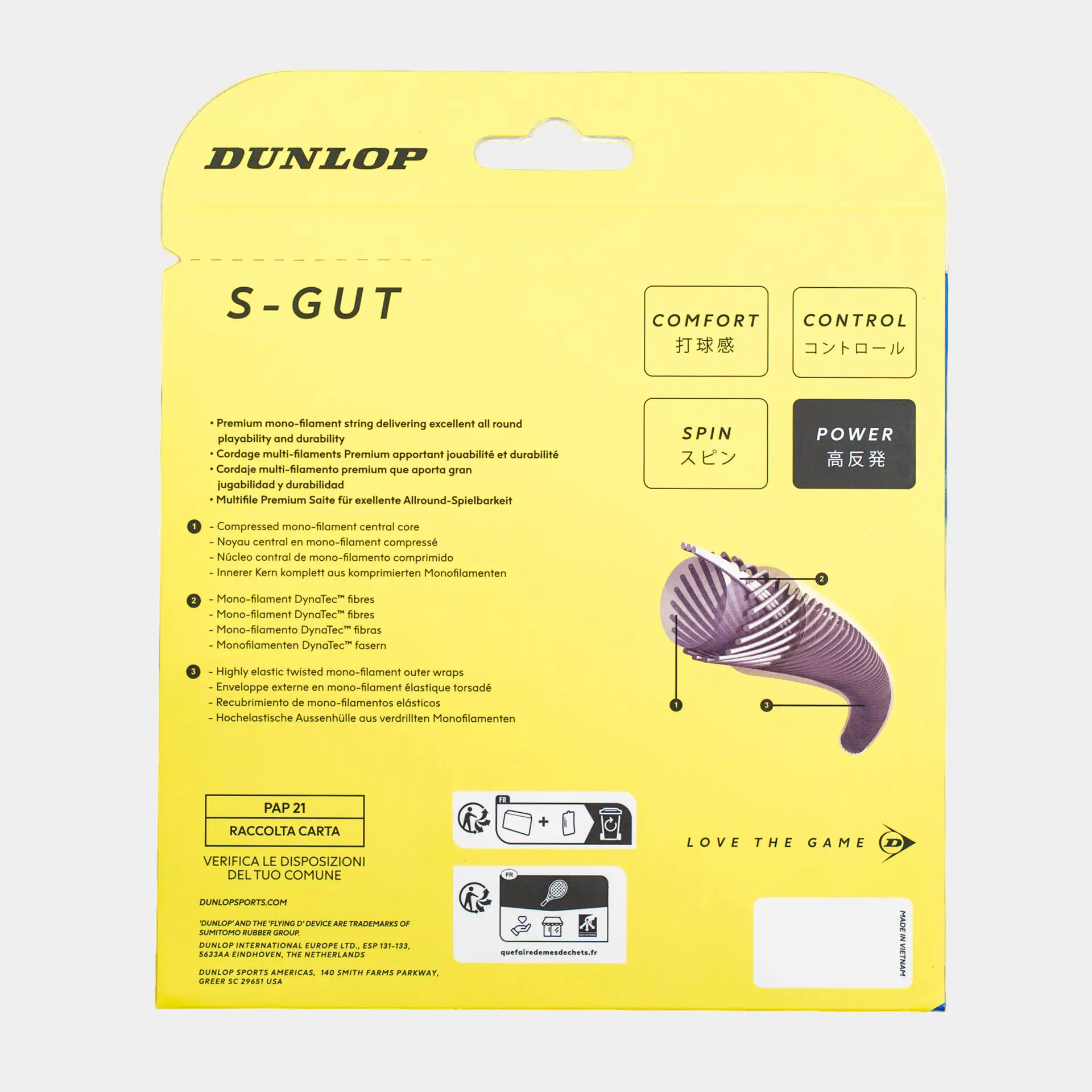Tennissaite - Dunlop - S-GUT - 17G 12 Meter Set