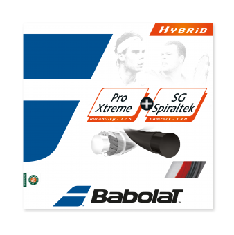 Tennisstring - Babolat Hybrid - Pro Xtreme 1,25 mm + SG Spiraltek 1,30 mm - 12m 