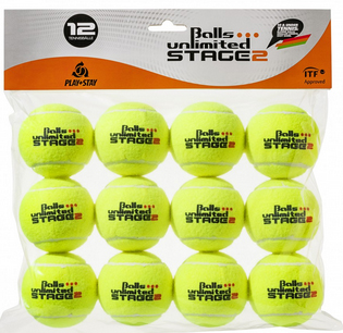 Tennisbälle - Balls Unlimited Stage 2 - 12er Pack - gelb/mit orangem Punkt 