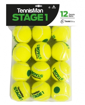 Tennisballs - TENNISMAN STAGE 1 - yellow with green point - 12 pcs. 
