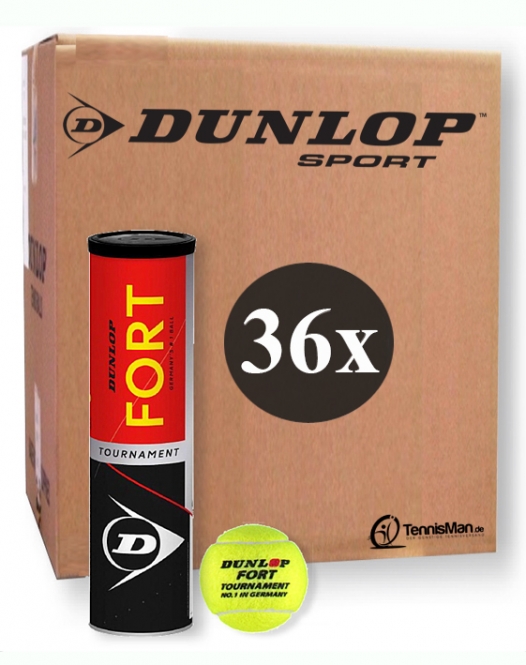 Tennisbälle - 36 x 4er Dose - Dunlop Fort Tournament DTB Official 