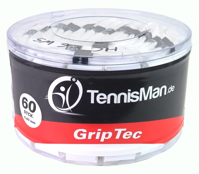 TennisMan - GripTec - Überband (Overgrip) weiß - 3 Stck. 