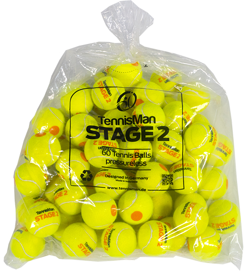 Tennisballs - TENNISMAN STAGE 2 - yellow with orange point - 12 pcs. 
