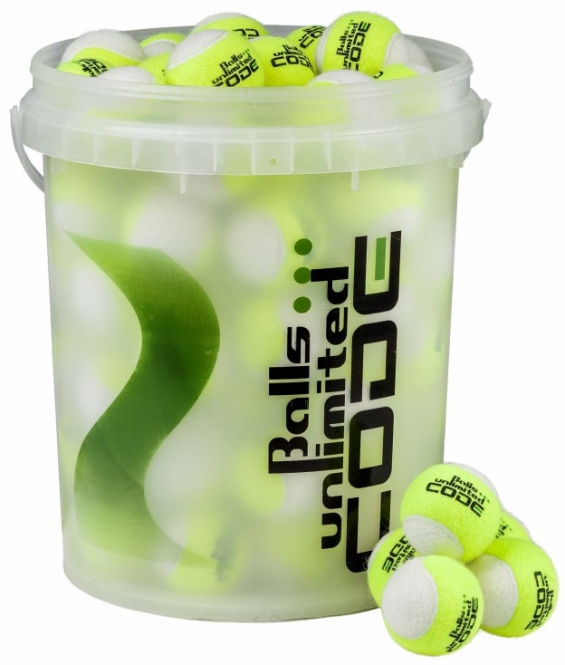 Tennisbälle - Balls Unlimited Code Green - 60 Bälle im Eimer - gelb/weiß 